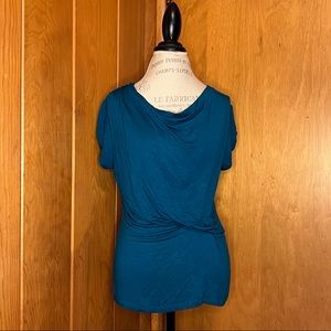 Tahari Deep Teal Drapey Tee Size L